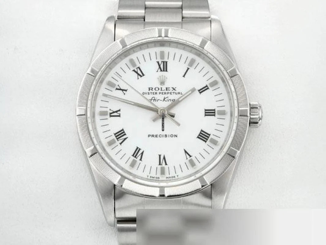  Rolex Air King 34mm Edelstahl Automatik 14010 Medium Stahl Damen Stainless Steel Oyster-band White Dial 