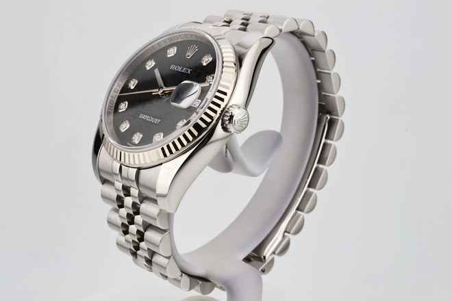  Rolex Datejust 36 36mm Jubilee Black Anniversary Diamonds Dial - With Box And Papers - 116234 2015 