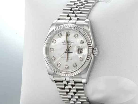  Rolex Datejust 36 36mm 116234 2012 Stahl Weissgold 750 Diamanten Perlmutt Automatik Stainless Steel 18kt White Gold Jubilé-band Chronometer Oyster 