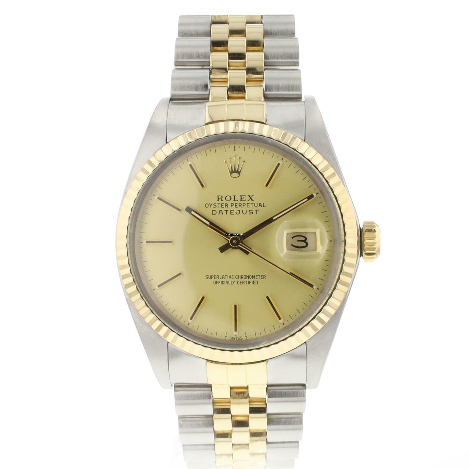  Rolex Datejust 36 Jubilee Gold/Steel Champagne Dial 