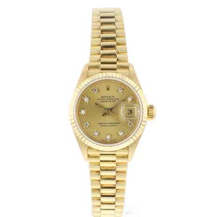  Rolex Lady-Datejust 26 Yellow Gold President Diamond Dial 
