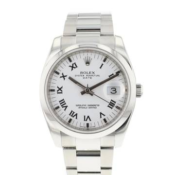  Rolex Oyster Perpetual Date 34 White Roman Dial 
