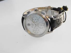 Thumbnail von Glashütte Original Senator Navigator Chronograph mit seltenem silbernen Zifferblatt Top Zustand Krokoband und Faltschließe