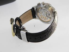 Thumbnail von Glashütte Original Senator Navigator Chronograph mit seltenem silbernen Zifferblatt Top Zustand Krokoband und Faltschließe