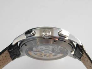 Thumbnail von Glashütte Original Senator Navigator Chronograph mit seltenem silbernen Zifferblatt Top Zustand Krokoband und Faltschließe