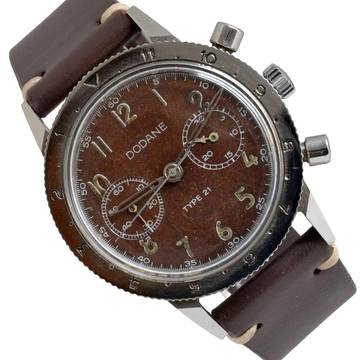  Dodane Type 21 chronograph Flyback French Armée de l'Air brown dial 1969 