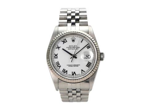  Rolex Datejust 36 Ref. 16234 Weiß Römisch Jubile-Band 