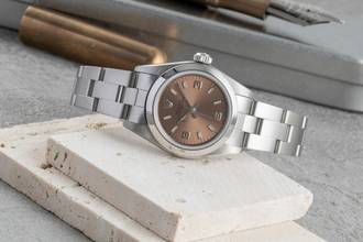 Thumbnail von Rolex Oyster Perpetual Salmon Dial Edelstahl Automatik Damen Ref. 76080 B&P