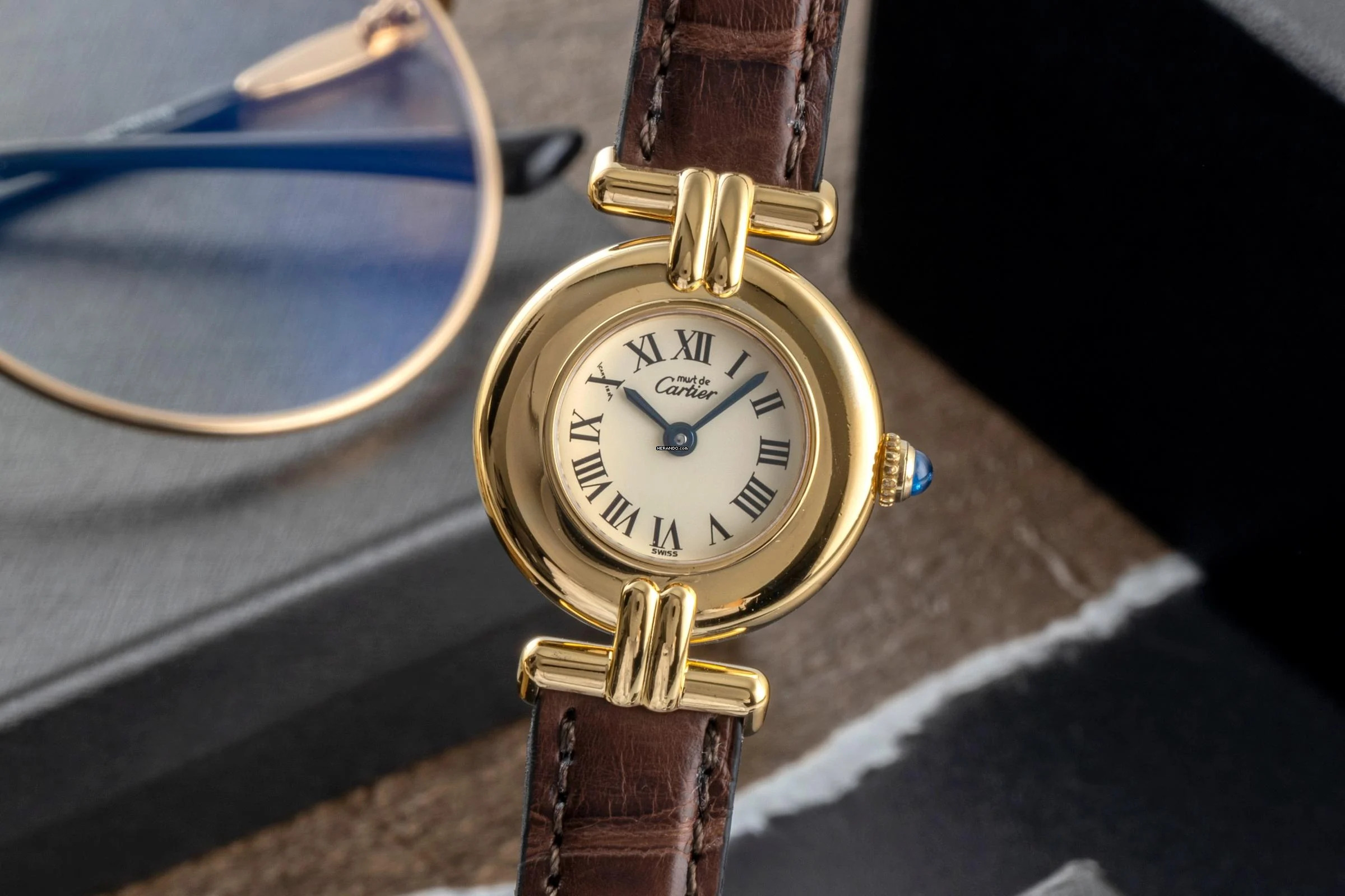  Cartier Colisée must de Cartier Vermeil Ivory Roman Dial Ref. 590002 