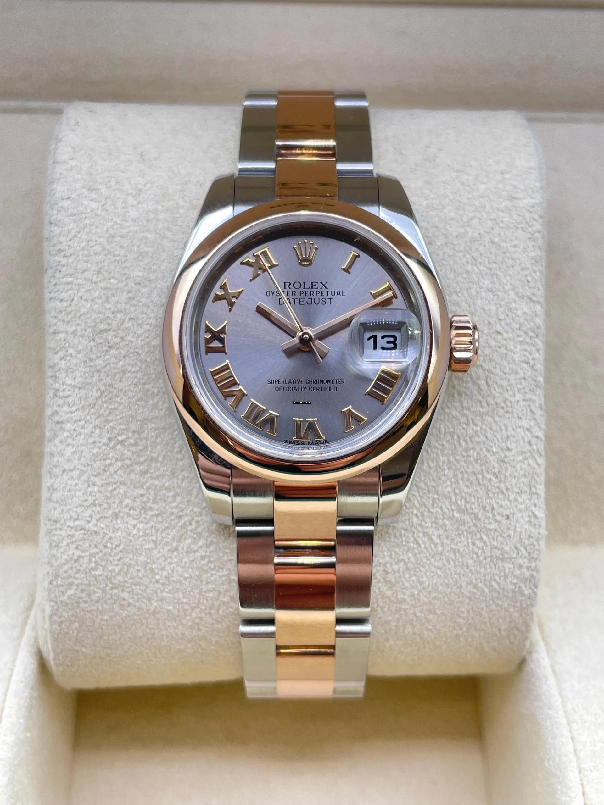 Rolex Lady-Datejust 26 Steel/Rosegold with Papers y.2010 Top Condition Silver Roman Dial