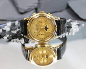 Thumbnail von Breitling Triple calendar moonphase 18Karat Gold Rare vintage watch