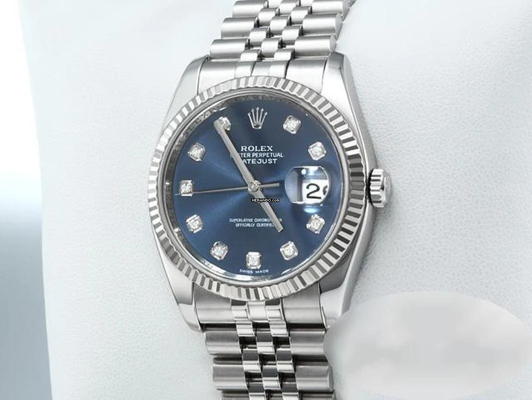 Rolex Datejust 36 36mm 116234 2018 Stahl Weissgold 750 Diamanten Automatik Stainless Steel 18kt White Gold Jubilé-band Chronometer Blue Dial