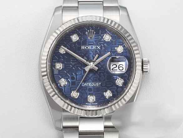  Rolex Datejust 36 36mm 116234 Stahl Weissgold 750 Diamanten Automatik Stainless Steel 18kt White Gold Oyster-band Chronometer Blue Dial 