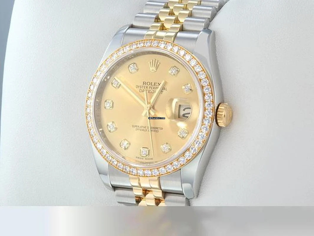 Rolex Datejust 36 36mm 116243 2012 Lc100 Stahl Gelbgold 750 Diamanten Automatik
