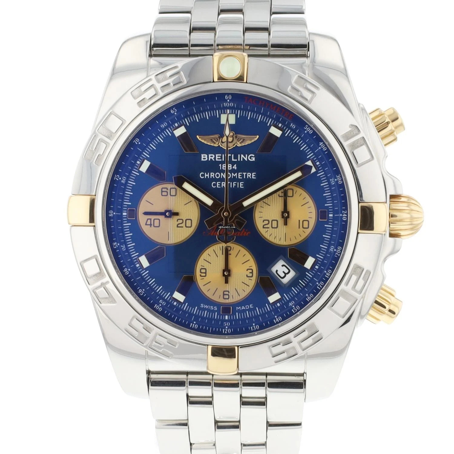  Breitling Chronomat 44 Steel Gold Blue Dial 