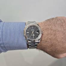 Thumbnail von Rolex Datejust II 41mm Ouro Branco & Aço Black Roman Dial Automático Completo