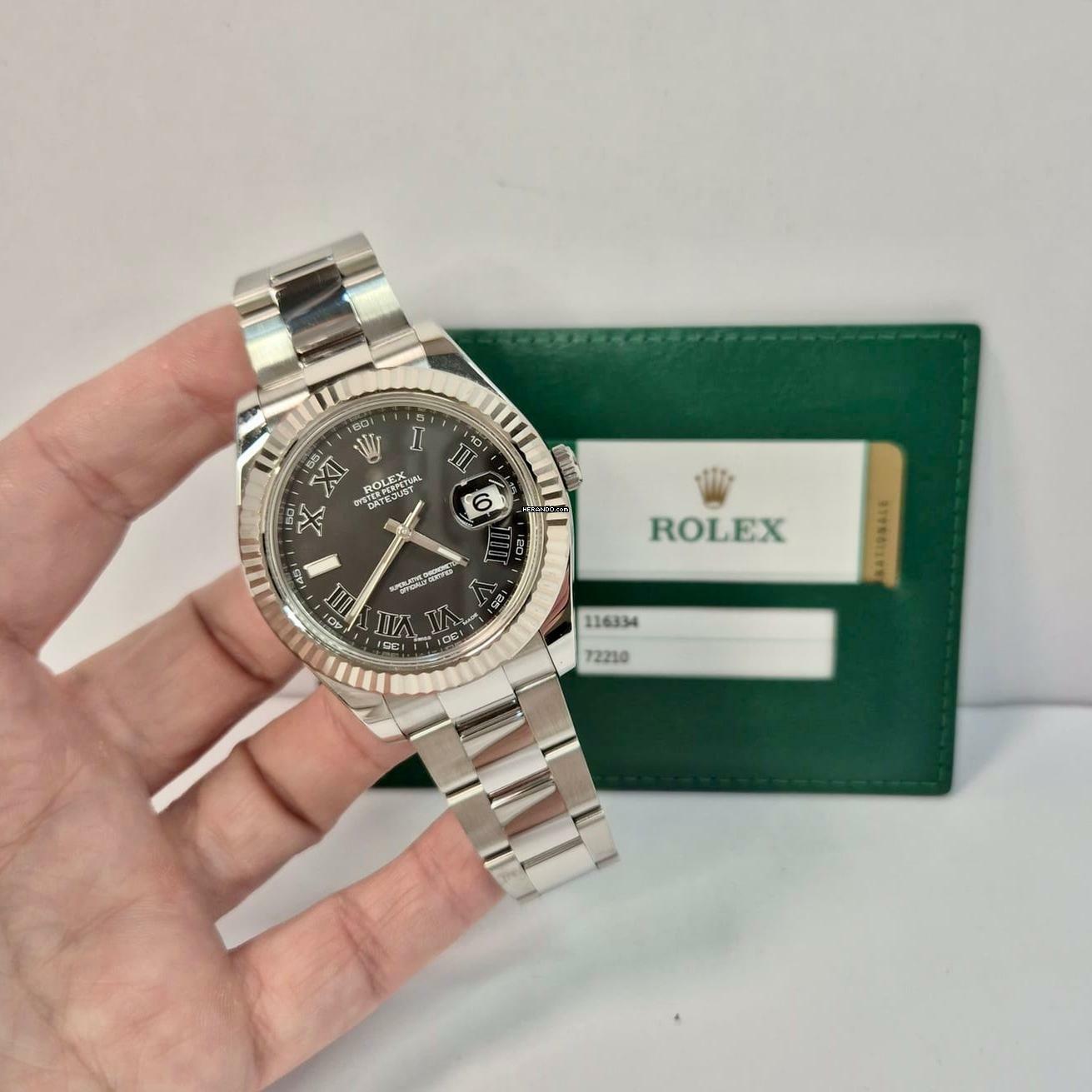 Rolex Datejust II 41mm Ouro Branco & Aço Black Roman Dial Automático Completo