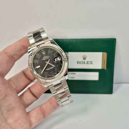  Rolex Datejust II 41mm Ouro Branco & Aço Black Roman Dial Automático Completo 