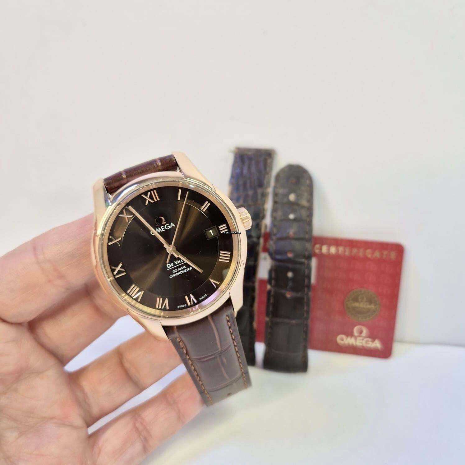 Omega De Ville Co-Axial Ouro Rosé Chocolate 41mm Automático Completo