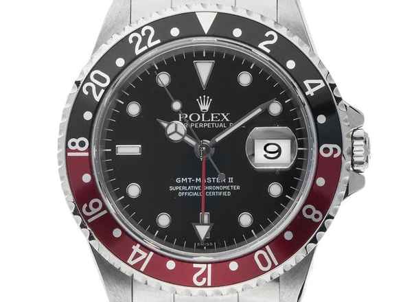  Rolex GMT-Master II rot schwarz Coke Ref.16710 LC 100 1997 Full Set sehr gut Vintage 