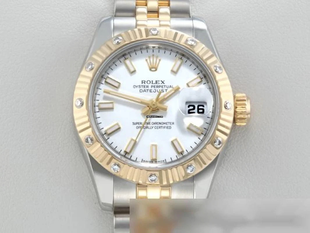  Rolex Lady-Datejust 179313 Stahl Gelbgold 750 Diamanten Automatik Stainless Steel 18kt Yellow Gold White Dial Oyster-band Chronometer 