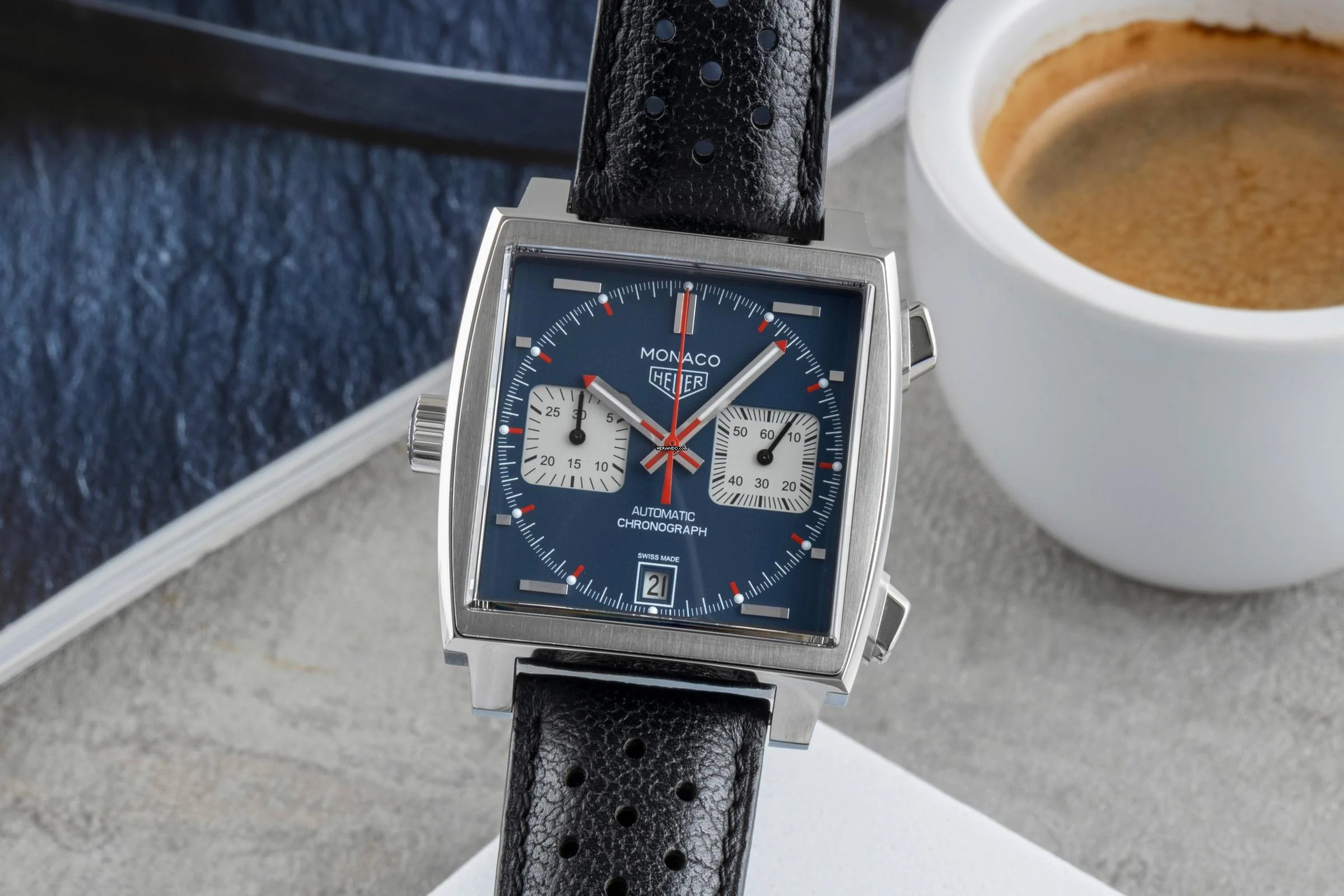 TAG Heuer Monaco Calibre 11 Steve McQueen Chronograph Automatik Ref CAW211P.FC6356 B&P 2017