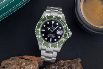 Thumbnail von Rolex Submariner Date Kermit Flat Four Automatik Herrenuhr Ref. 16610T F-Serie