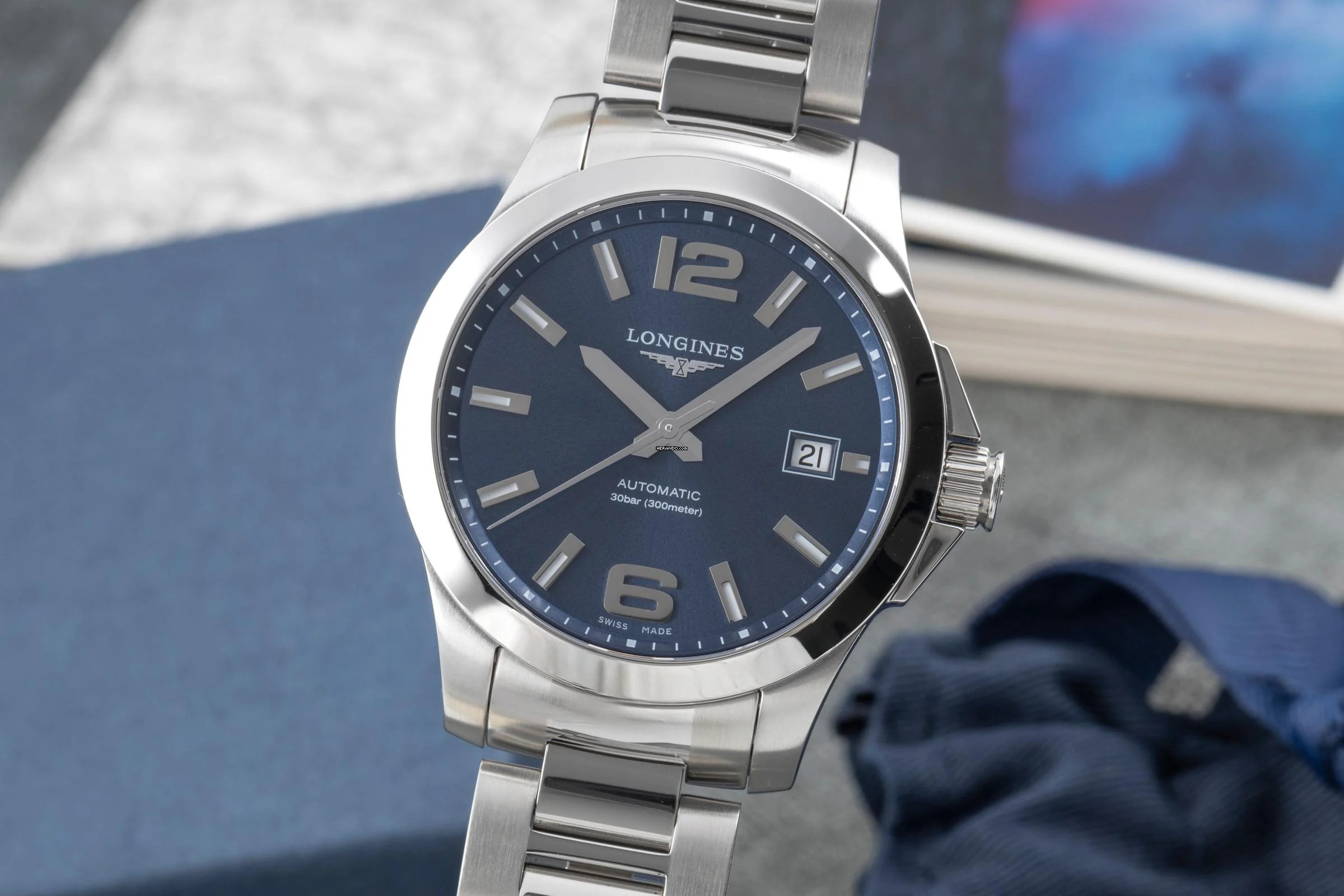  Longines Conquest Edelstahl Automatik Ref. L3.676.4.99.6 B&P 2021 