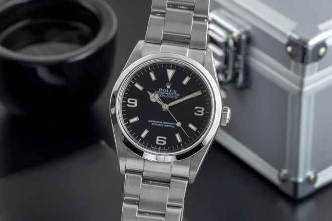  Rolex Explorer 36 Black Dial Oyster Stahl Automatik Ref. 114270 K-Serie Box 