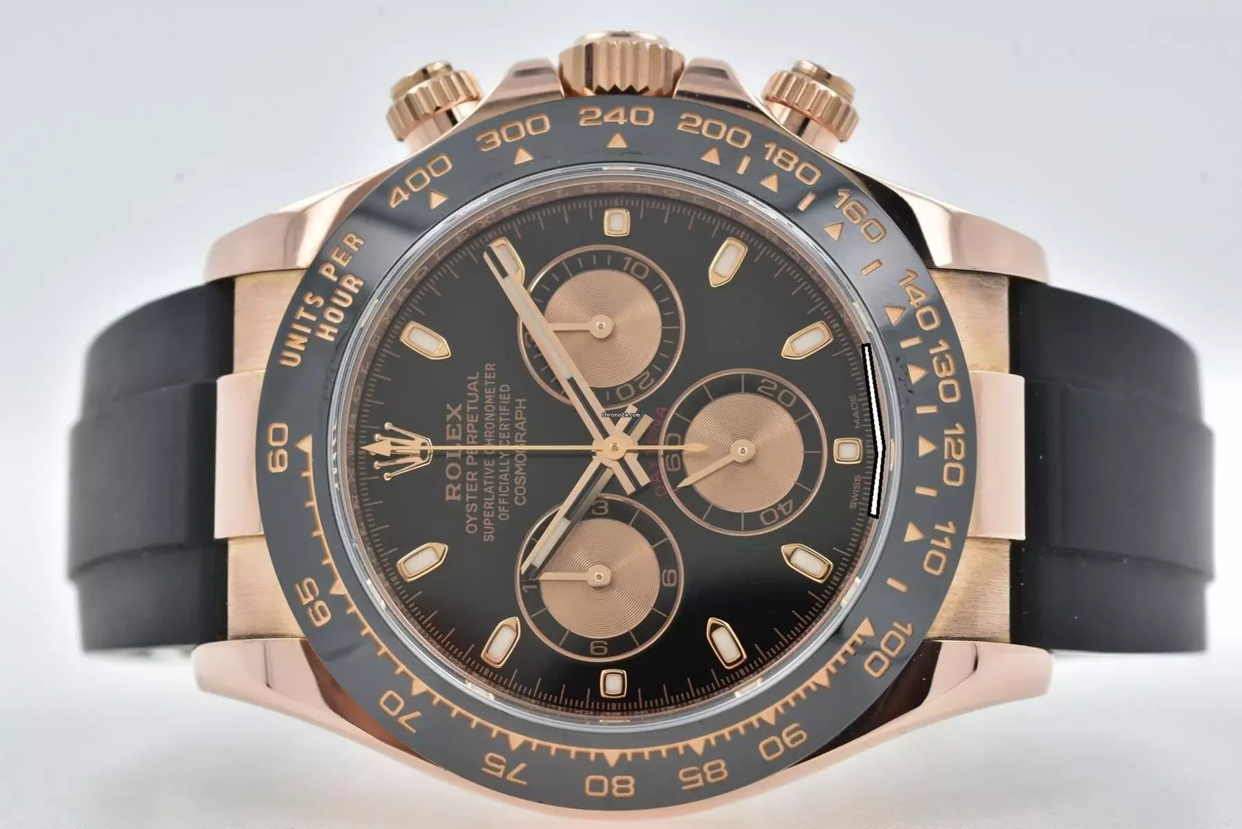  Rolex Daytona Cosmograph 18k Rose Gold 116515LN Rubber Strap Oysterflex LC100 