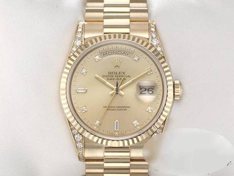  Rolex Day-Date 36 36mm 18338 1996 Diamanten Gelbgold 750 Automatik 18kt Yellow Gold President-band Chronometer Oyster 
