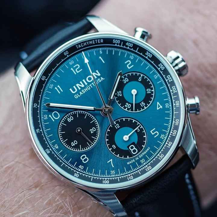  Union Glashütte Belisar Chronograph Pulsometer Green Dial NEW FULL SET 