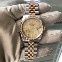 Thumbnail von Rolex Datejust 36 16233 Tapestry champagne dial 2000’s Full Set TOP Condition