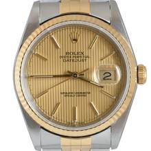 Thumbnail von Rolex Datejust 36 16233 Tapestry champagne dial 2000’s Full Set TOP Condition