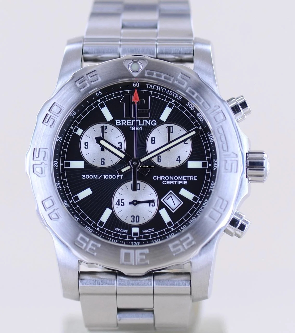  Breitling Colt Chronograph II 44mm Stahlband black dial Date Cal73 Professional B+P 