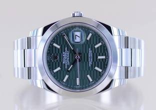 Thumbnail von Rolex Datejust 41 Stahl Oysterband green Motif Dial 41mm B+P ungetragen
