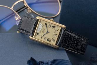Thumbnail von Cartier Tank Vermeil must Tank GM Vermeil Ivory Dial Silber Herrenuhr Medium Handaufzug