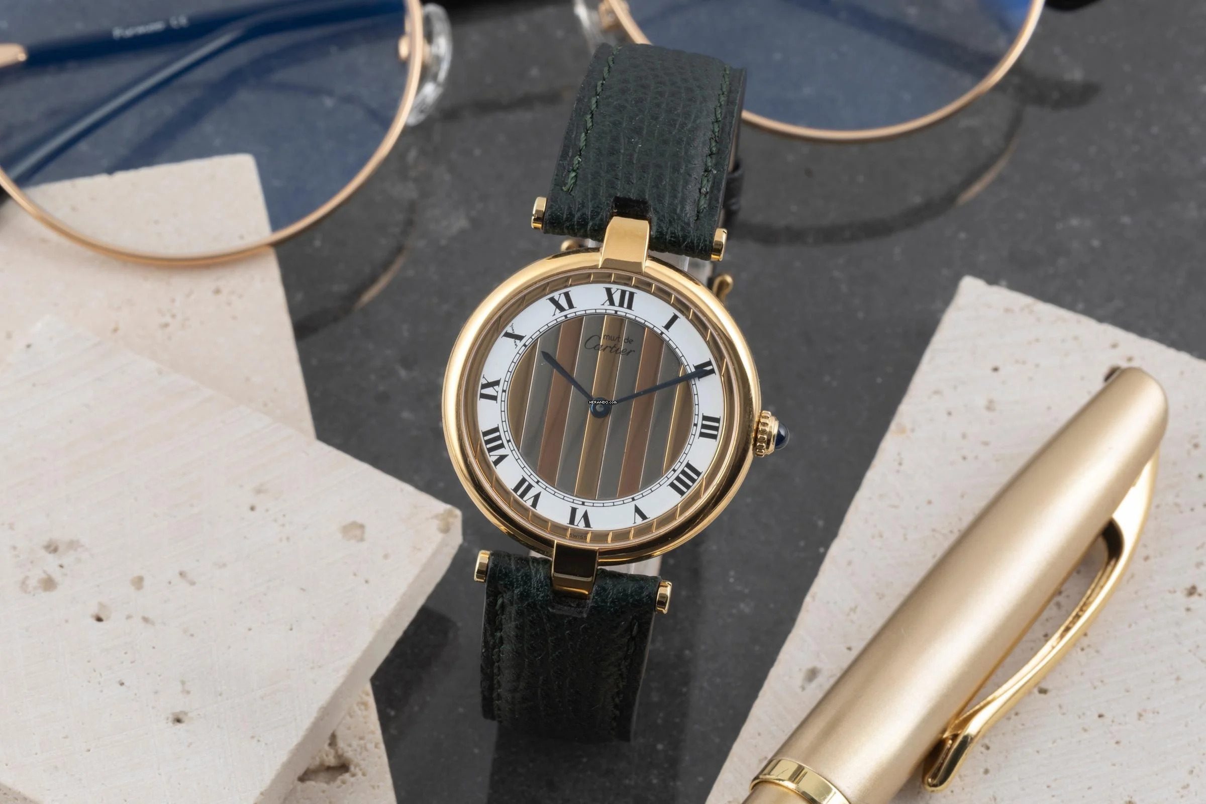 Cartier Trinity Vendome LC GM Vermeil 925 Silber Trinity Dial Medium Size Ref. 590003