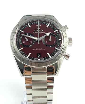 Omega Speedmaster '57Broad-Arrow Burgunderrot Full Set , New watch 