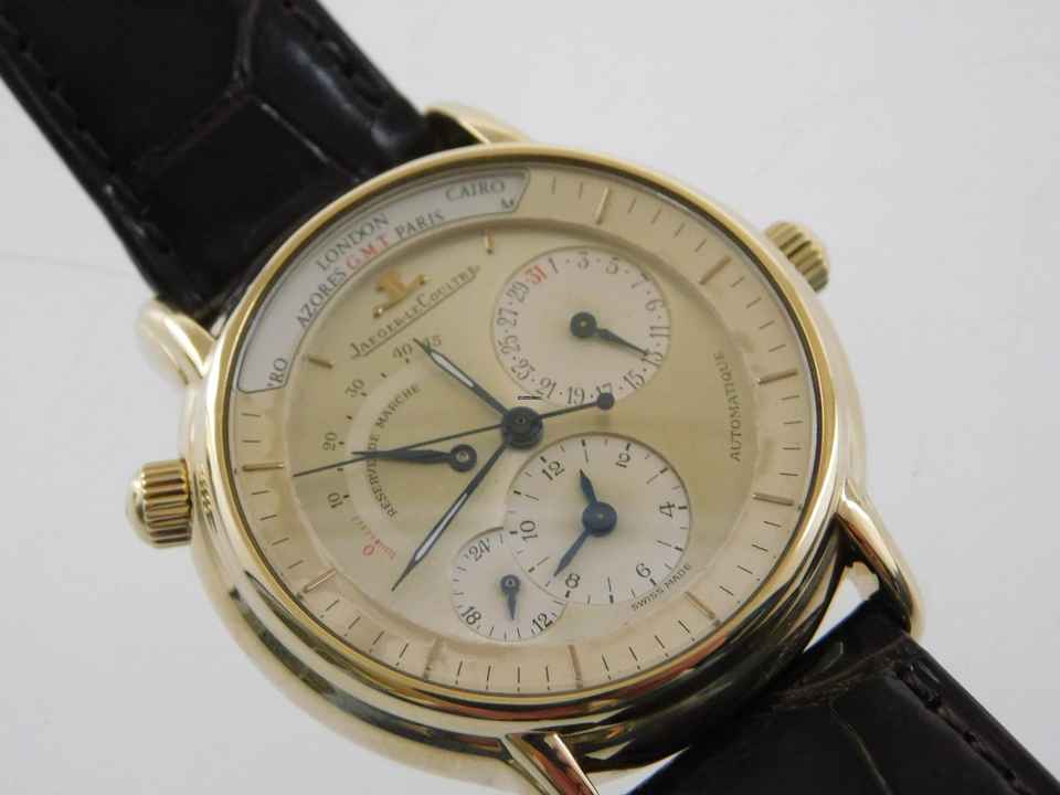  Jaeger-LeCoultre Master Geographic Herrenuhr GMT Gangreserve im Original Zustand Seltene große Herrenuhr 38mm original Band und Schließe 