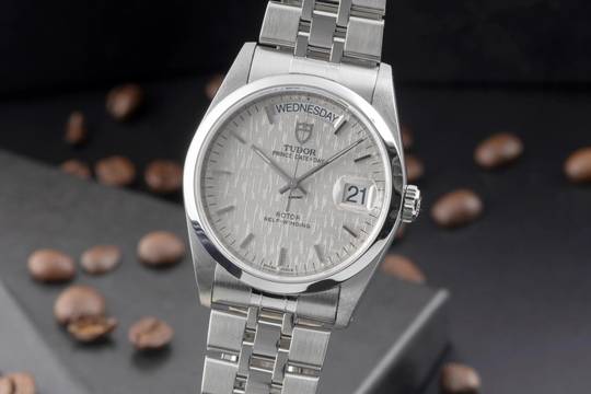  Tudor Prince Date Day Linen Dial Edelstahl Automatik Herren Ref. 76200 