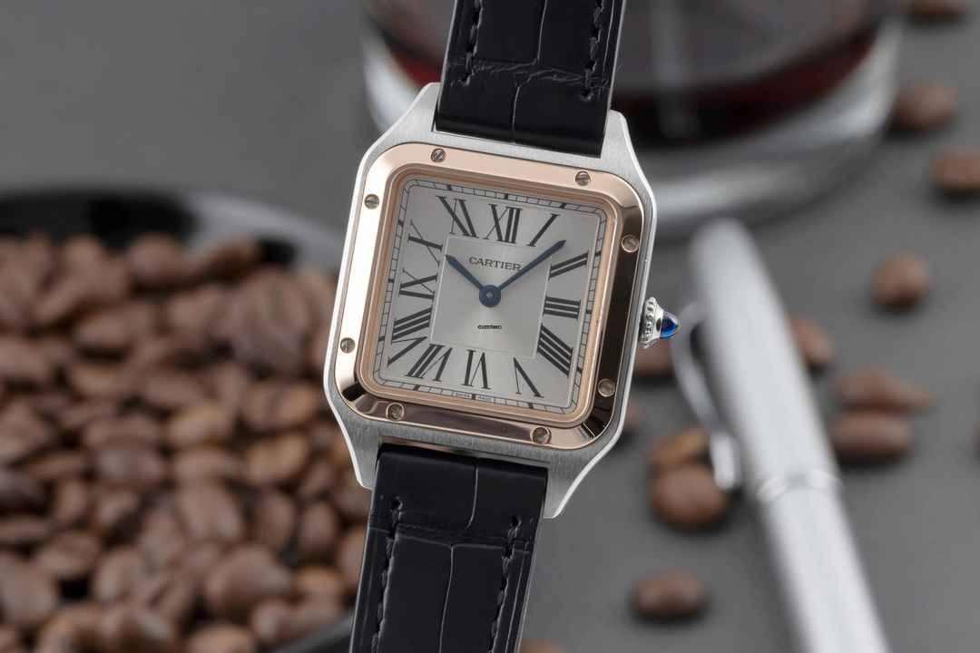  Cartier Santos Dumont Stahl / Gold Quarz Damenuhr Ref. W2SA0012 B&P 2019 