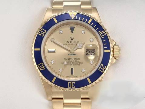  Rolex Submariner Date 16618 2007 Sultan Gelbgold 750 Automatik Diamanten Saphir 18kt Yellow Gold Oyster-band Chronometer 