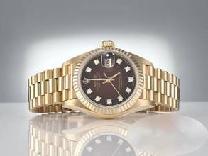 Thumbnail von Rolex Lady-Datejust Gelbgold 750 Diamanten Automatik 18kt Yellow Gold Damen President-band Chronometer Oyster Black Dial