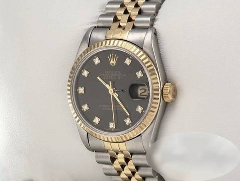 Rolex Datejust 31 Medium Stahl Gelbgold 750 Diamanten Automatik Gold Stahl Stainless Steel 18kt Yellow Gold Jubilé-band Chronometer Oyster Black Dial 