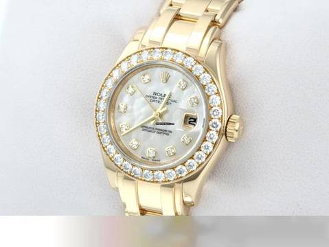  Rolex Lady-Datejust Pearlmaster 29mm 80298 Gelbgold 750 Diamanten Perlmutt Automatik Gold 