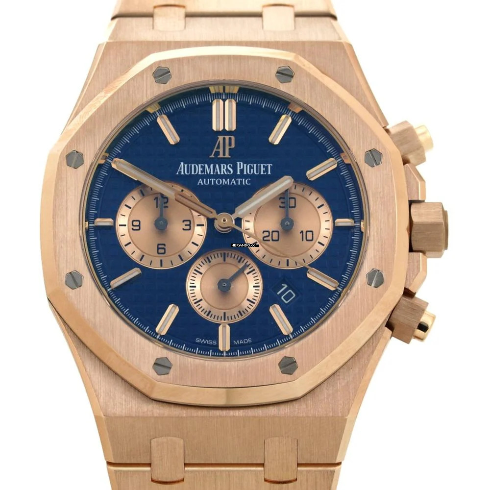  Audemars Piguet Royal Oak Chronograph Rosegold Blue Dial BJ.2018 inkl. orig. Papiere 