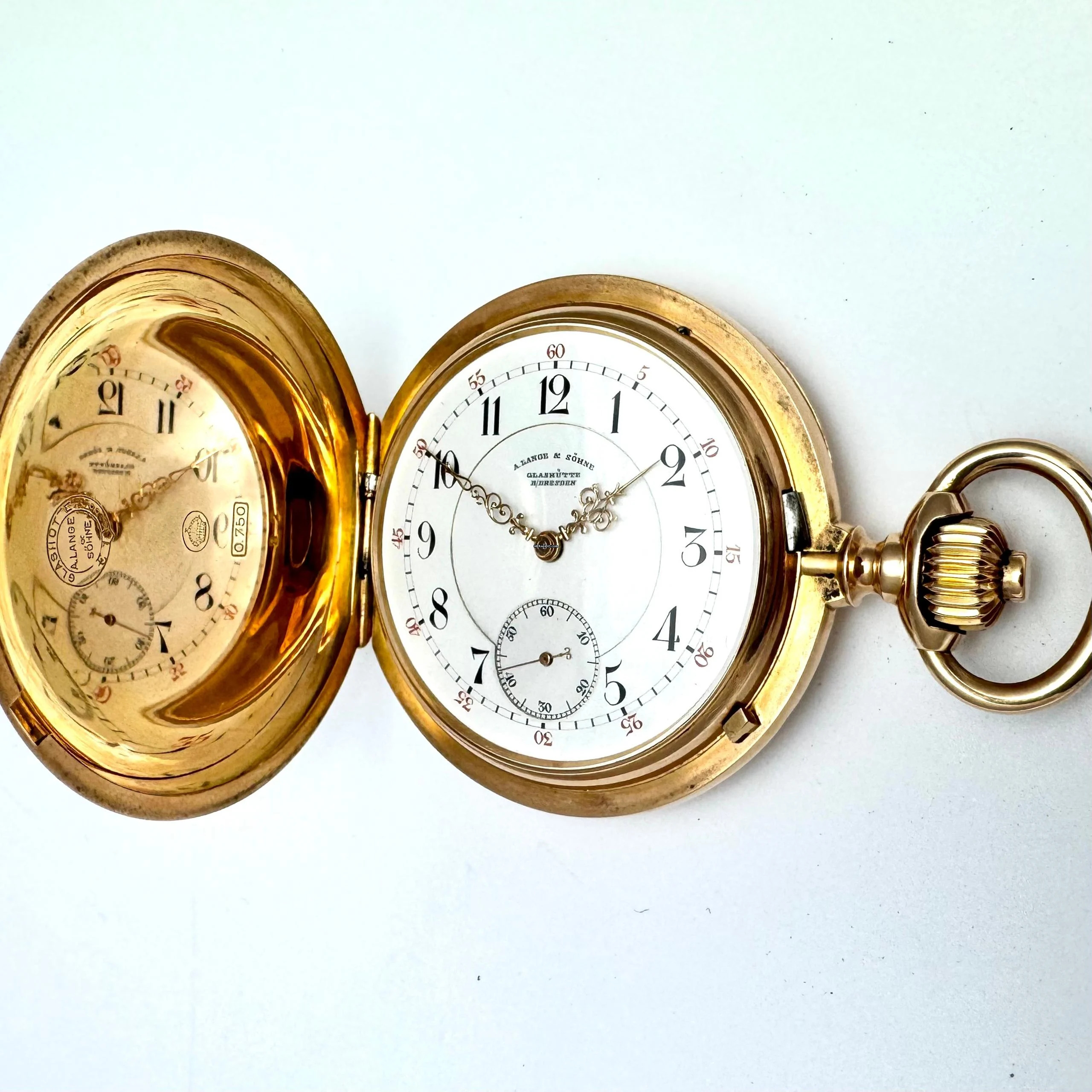 A. Lange & Söhne Taschenuhr 1 A Ausführung Handaufzug 750/000 Rotgold 54 mm 1892 Savonette