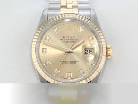  Rolex Datejust 36 36mm 16233 2000 Diamanten Stahl Gelbgold 750 Automatik Gold 