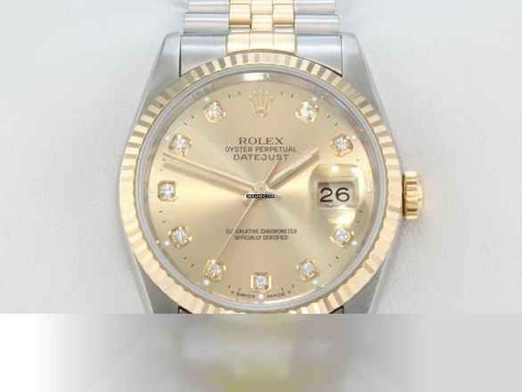  Rolex Datejust 36 36mm 16233 2000 Diamanten Stahl Gelbgold 750 Automatik Gold 